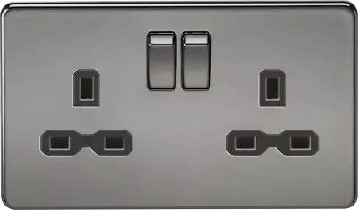 £10.80 • Buy Knightsbridge Screwless Flatplate Light Switches & Sockets BLACK NICKEL Range