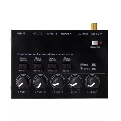 Ultra Low Noise 4Channel Line Mixer Stereo Mixer DJ Mixer Small Mixer • £21.29