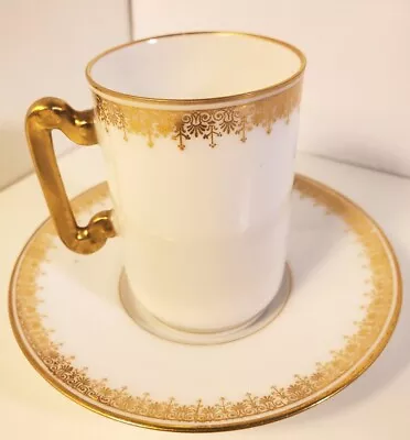 Vintage Limoges D & C France Porcelain Gold Trim Demitasse Cup & Saucer Set • $29.95