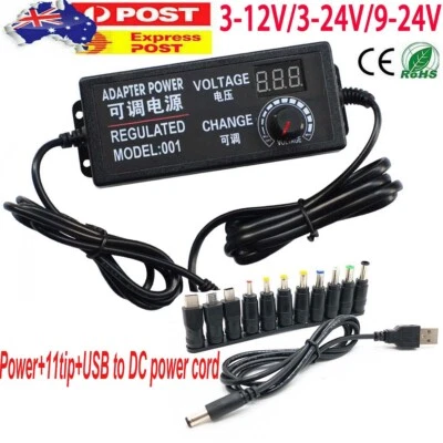 $12.34 • Buy Visible Adjustable Switch Power Supply DC 3V-24V Universal Adapter Convertor AU