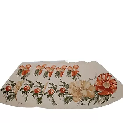 Set Of 5 Vintage MCM Vera Neumann Vinyl Plastic Placemats Unique Shape Flowers • $25.49