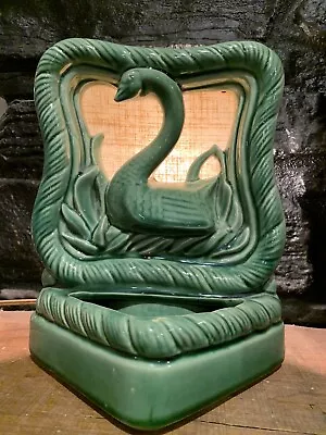 Green Ceramic Swan 8.5  Tv Lamp & Planter MCM 1950's • $58