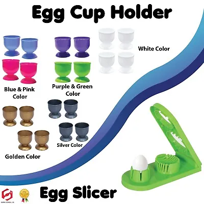 4 PIECE BOILED EGG CUPS SET  Hard Soft Boiled STYLISH HOLDER STAND Breakfast UK • £6.99