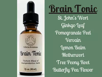 BRAIN TONIC Herbal Tincture Blend / Liquid Extract / Organic Apothecary Herbs • $19.95