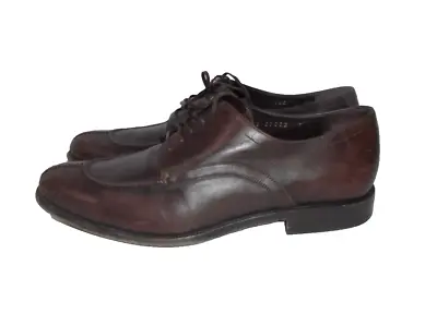 Salvatore Ferragamo Mens Brown Split Toe Apron Derby Leather Shoes Size 9 EE • $45.97