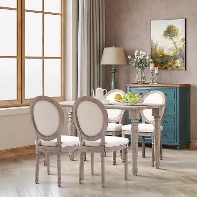 Vintage Armless Dining Chairs Set Of 4 French Chic Side Chairs Cream White • $339.99