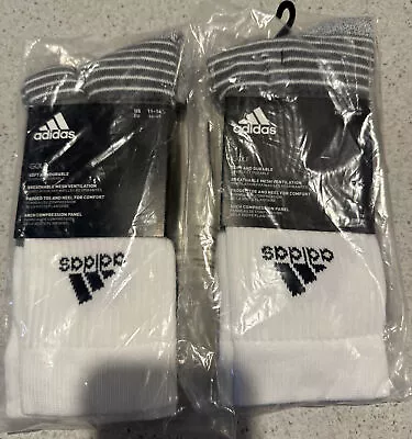 2 Pairs Adidas Tour 360 Crew Socks US 11-14 Brand New White Grey • $34