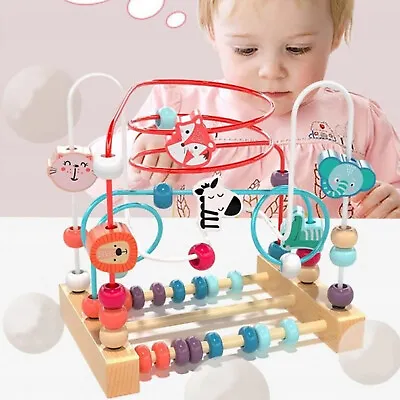 Wooden Educational Puzzle Learning Bead Maze Roller Coaster Math Toy Baby Toys • £12.91