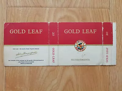 Opened Empty Cigarette Hard Pack-84 Mm-Pakistan-Gold Leaf • $5