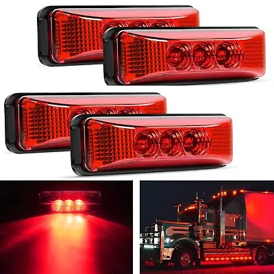4x Red 3LED Side Marker Light Indicator RV Truck Trailer Clearance Caravan Lorry • $18.99