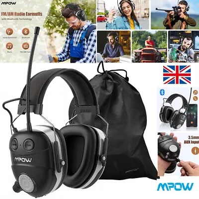 3.5mm Bluetooth AM/FM Radio Ear Hearing Protection Ear Muffs Ear Defender • £40.99