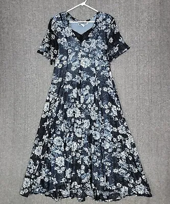 Starina Dress Womens Small Black Lace Floral Print Vintage Maxi Cottagecore • $44.94