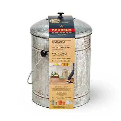£50.93 • Buy Compost Pail 4 Gal. Aged Galvanized Steel Vintage Industrial Style Lightweight