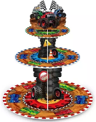 Sunnyray 3 Tier Race Car Party Decorations Cupcake Stand Truck Party...  • $21.82