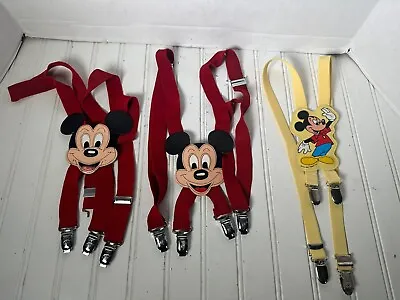 Lot Vintage Walt Disney Leather Suspenders Zephyr Mickey Men’s Youth Red Yellow • $29