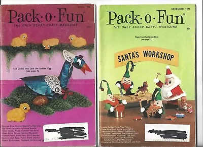 Vintage Pack-O-Fun Magazines Apr&Dec 1972 Santa's WorkshopStand-Up Eggs & More • $7.89