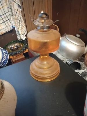 Vintage Amber Pedestal Oil Lamp • $25