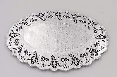 Silver Oval Foil Paper Lace Doilies Size:7.5  X 10.5  (19cm X 26cm)Party Wedding • $15