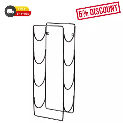 Ikea 4 BOTTLE WINE RACK  METAL WALL MOUNTED STORAGE HOLDER SHELF KITCHEN BLACK • £13.10