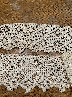 Vintage  Handmade 3 1/2” Crochet Lace Pillowcase Edging Trim ~NOS • $15.50