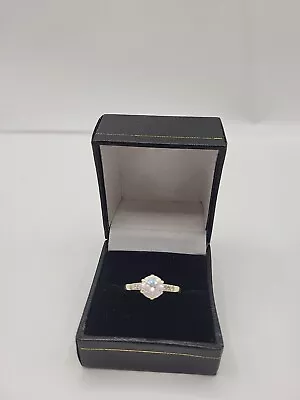 9ct Gold Ring  And Cubic Zirconia Solitaire Ring • £60