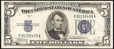 Unc 1934 C $5 Dollar Bill Silver Certificate Blue Seal Note Crisp Paper Money • $7.35