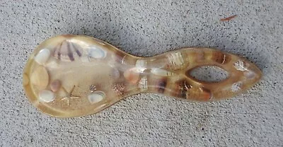 Vintage Lucite Spoon Rest Sea Shell Sand Ocean Decor Star Fish Beach Kitchen • $11.95