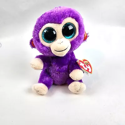 Ty Beanie Boos Grapes The Purple Monkey 6 Inch Glitter Eyes Plush Stuffed Animal • $10.93