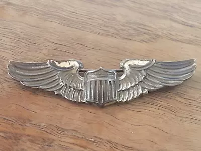 Vintage Sterling Silver WWII USAAF Army Air Force Amico Pilot Wing Pin Back 3  • $75