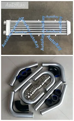 Full Aluminum Turbo Intercooler 2  550x140x80mm SAME SIDE I/O + Black Piping Kit • $277