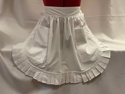 £20.99 • Buy RETRO VINTAGE 50's STYLE HALF APRON / PINNY With 2 POCKETS - WHITE