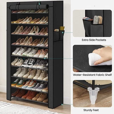 $24.99 • Buy Shoe Rack 10 Tier Shelves Shoes Cabinet Storage 50 Pairs Steel Stand