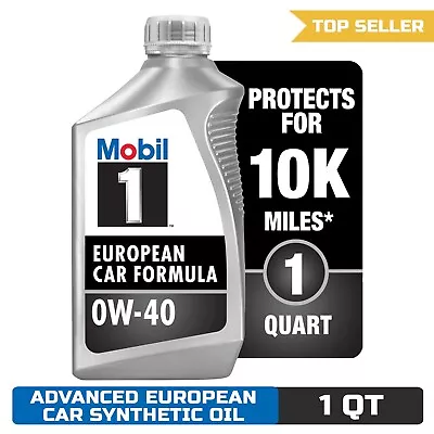 Mobil 1 European Car Formula Full Synthetic Motor Oil 0W-40 1 Quart • $15.90