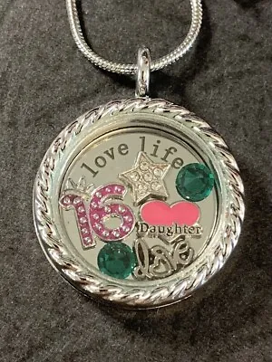 May 16th Birthday Gift Daughter Memory Locket Necklace Charms + Birthstone • £8.95