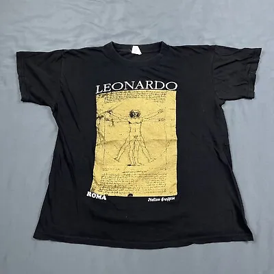 Vintage Leonardo Da Vinci Vitruvian Man Tee Black S/M Unisex  • $14.99