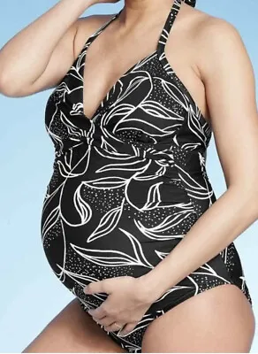 NEW Maternity Swimsuit Ingrid & Isabel Black & White One Piece Large NWT • $9.95