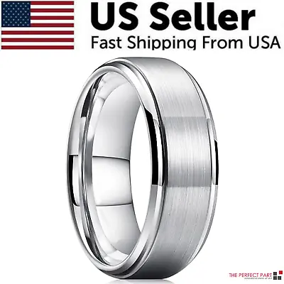 Tungsten Carbide Wedding Band Ring Brushed Silver Mens Jewelry Size 5-17 + Half • $6.99