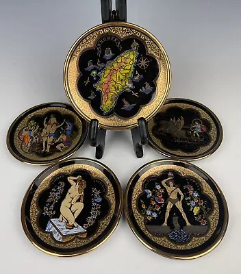 Manousakis Keramik Rhodes Greece Plate Set Of 5 Decorative Plates 3 3/4” • $59.95