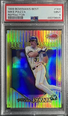 1999 Bowman's Best Mike Piazza #100 Refractor /400 PSA 9 Mint Pop 3 6 Higher • $99.99