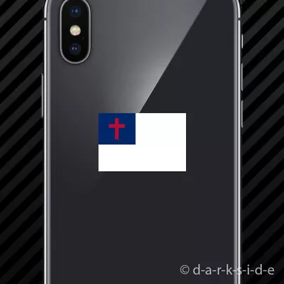 (2x) Christian Flag Cell Phone Sticker Mobile Christianity Cross Christendom • $3.99