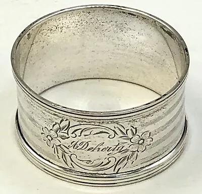 Webster Sterling Silver Napkin Ring 1  Wide Monogrammed • $46