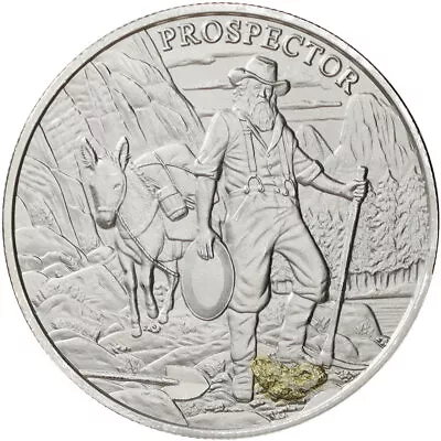 Provident Metals Prospector Series Saloon 1oz .999 Silver Round With Gold Nugget • $42