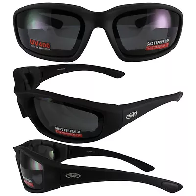 Kickback Padded Motorcycle Sunglasses TRANSITION PHOTOCHROMIC CLEAR 2 SMOKE LENS • $31.99