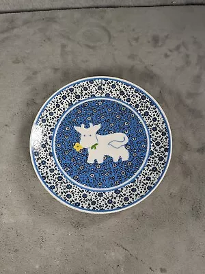 Set Of 3 Vintage 6” Ceramic Round Plate Cow & Pig Plates Japan • $29.98