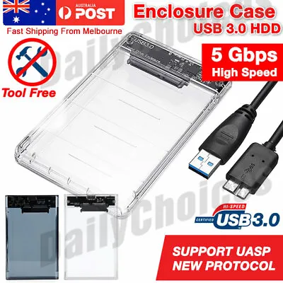 Hard Drive Enclosure USB 3.0 To SATA 2.5  External HDD SSD Case Disk TRANSPARENT • $9.39