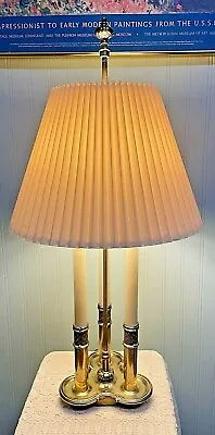 Vintage Stiffel Brass French Bouillotte  ~ 3 Candelabra Buffet Table Lamp  • $285