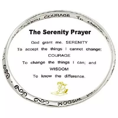 Serenity Prayer Bracelet Engraved Faith Cross Religious Mobius Bangle SILVER • $12.99