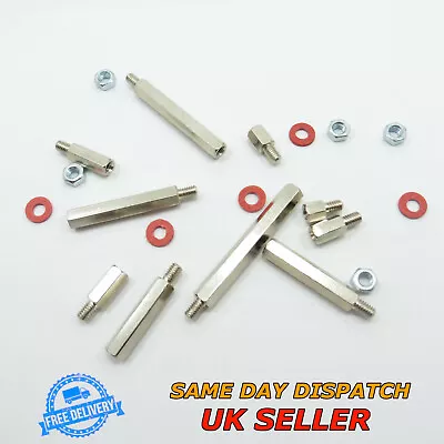 £2.84 • Buy Nickel Male M4 Spacer Thread Pillar + Nuts + Washers PCB Stud Hex