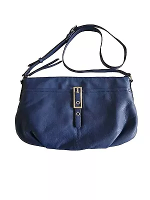 B. Makowsky Women's Blue Leather Purse Medium Shoulder Bag Animal Print Interior • $38