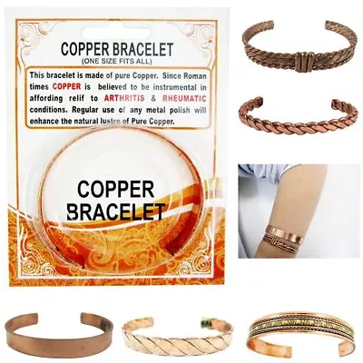 Copper Pain Relief Healing Therapy Arthritis Cuff Bracelet Bangle Women Men • $10.98